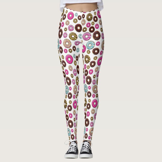 Pattern Of Doughnuts, Colourful Doughnuts, Sprinkl Leggings (Front)
