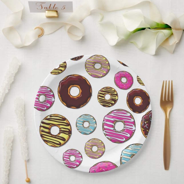 Pattern Of Doughnuts, Colourful Doughnuts, Sprinkl Paper Plate (Wedding)