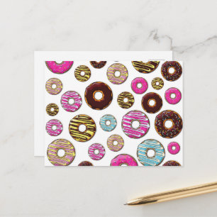 Pattern Of Doughnuts, Colourful Doughnuts, Sprinkl Postcard