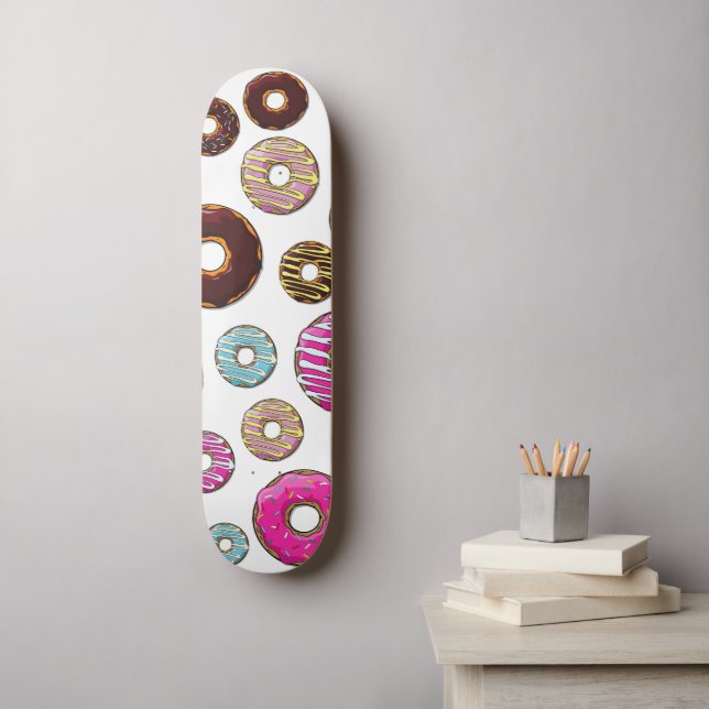 Pattern Of Doughnuts, Colourful Doughnuts, Sprinkl Skateboard (Wall Art)