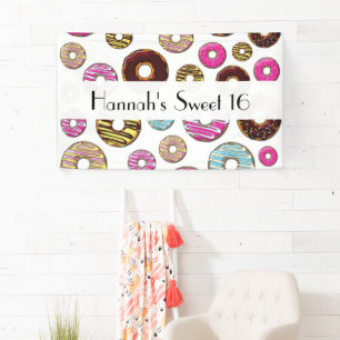 Pattern Of Doughnuts, Colourful Doughnuts, Sweet 1 Banner