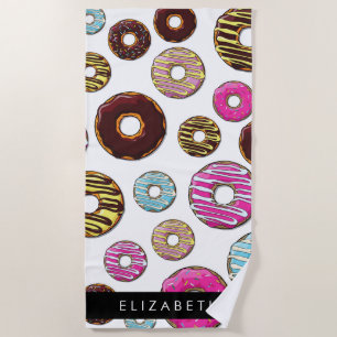 Pattern Of Doughnuts, Colourful Doughnuts, Your Na Beach Towel