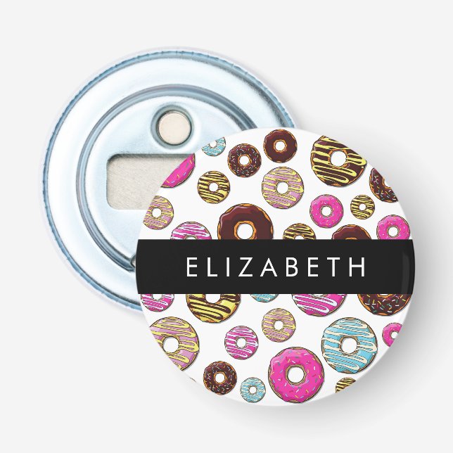 Pattern Of Doughnuts, Colourful Doughnuts, Your Na Bottle Opener (Front)