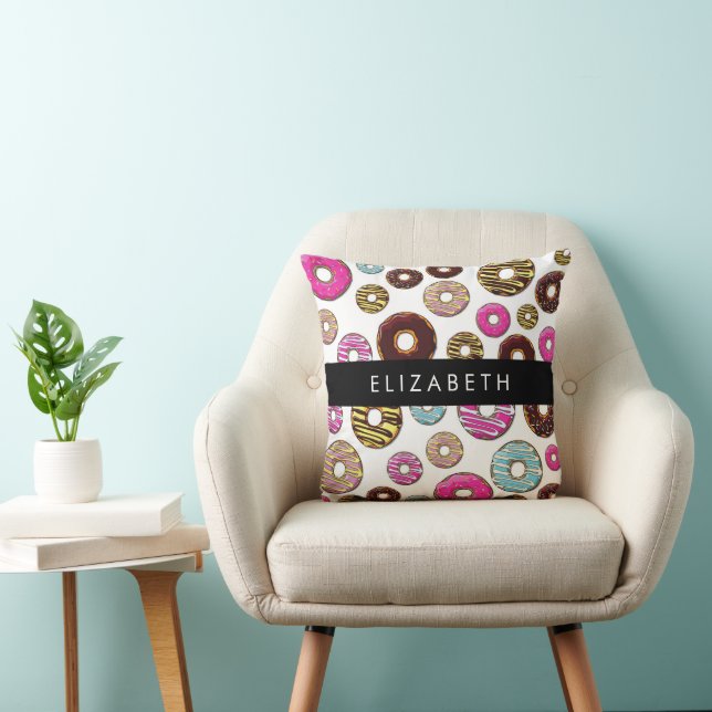 Pattern Of Doughnuts, Colourful Doughnuts, Your Na Cushion (Chair)