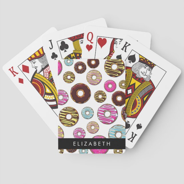 Pattern Of Doughnuts, Colourful Doughnuts, Your Na Playing Cards (Back)