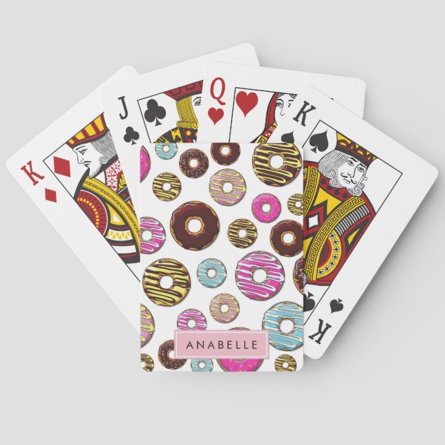 Pattern Of Doughnuts, Colourful Doughnuts, Your Na Playing Cards (Back)