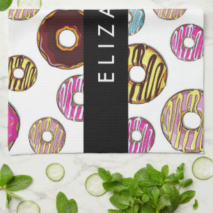 Pattern Of Doughnuts, Colourful Doughnuts, Your Na Tea Towel