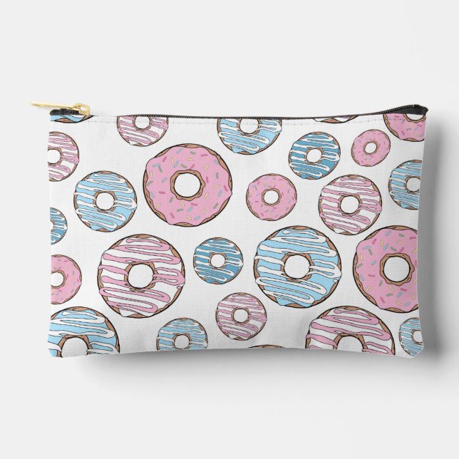 Pattern Of Doughnuts, Pink Doughnuts, Blue Doughnu Accessory Pouch (Front)