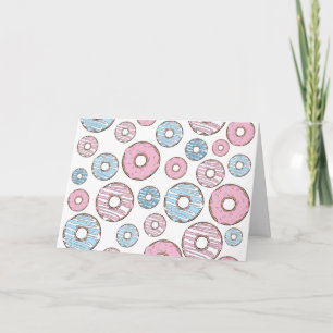 Pattern Of Doughnuts, Pink Doughnuts, Blue Doughnu Card