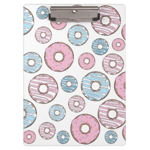 Pattern Of Doughnuts, Pink Doughnuts, Blue Doughnu Clipboard