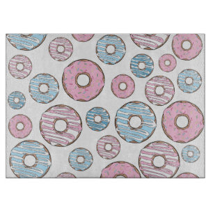 Pattern Of Doughnuts, Pink Doughnuts, Blue Doughnu Cutting Board