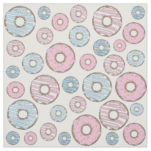 Pattern Of Doughnuts, Pink Doughnuts, Blue Doughnu Fabric