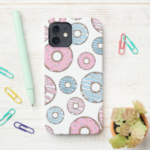 Pattern Of Doughnuts, Pink Doughnuts, Blue Doughnu iPhone 12 Case