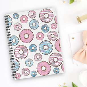 Pattern Of Doughnuts, Pink Doughnuts, Blue Doughnu Notebook