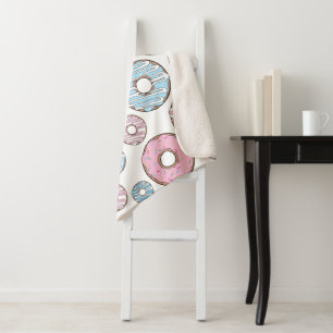 Pattern Of Doughnuts, Pink Doughnuts, Blue Doughnu Sherpa Blanket