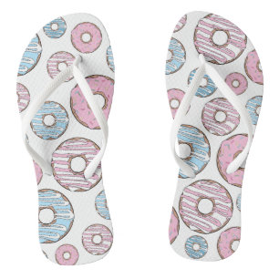 Pattern Of Doughnuts, Pink Doughnuts, Blue Doughnu Thongs