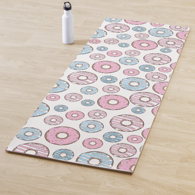 Pattern Of Doughnuts, Pink Doughnuts, Blue Doughnu Yoga Mat (In Situ)