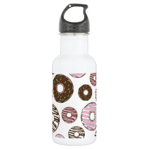 Pattern Of Doughnuts, Pink Doughnuts, Brown Doughn 532 Ml Water Bottle