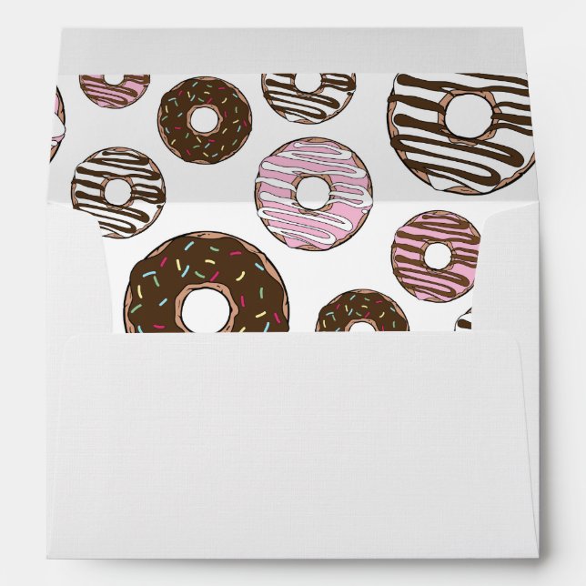Pattern Of Doughnuts, Pink Doughnuts, Brown Doughn Envelope (Back (Bottom))