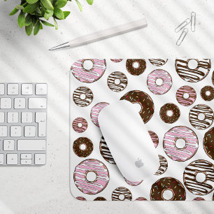 Pattern Of Doughnuts, Pink Doughnuts, Brown Doughn Mouse Pad