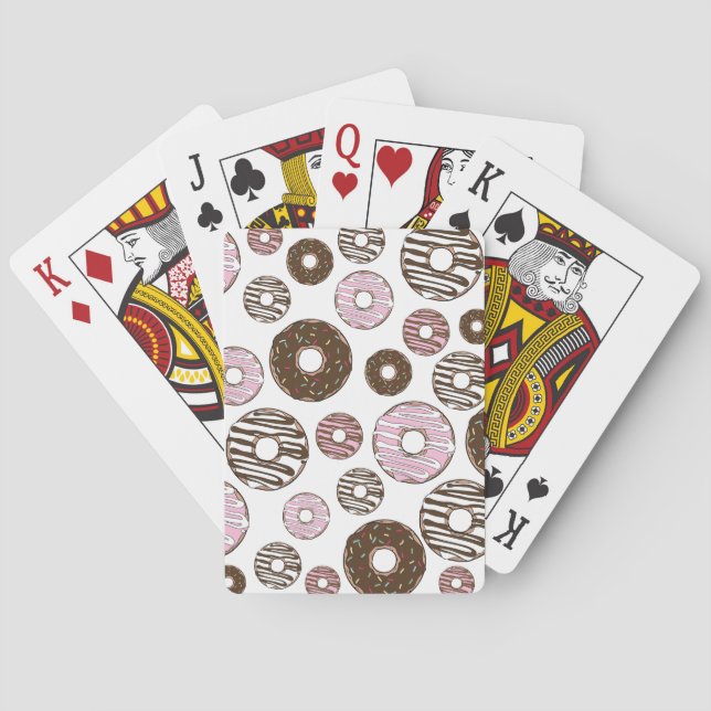 Pattern Of Doughnuts, Pink Doughnuts, Brown Doughn Playing Cards (Back)