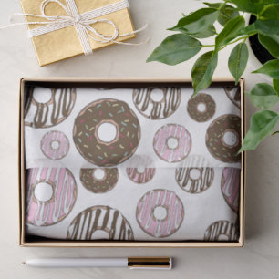 Pattern Of Doughnuts, Pink Doughnuts, Brown Doughn Tissue Paper