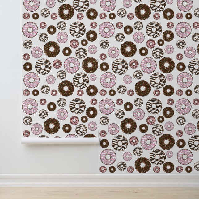 Pattern Of Doughnuts, Pink Doughnuts, Brown Doughn Wallpaper (Application)