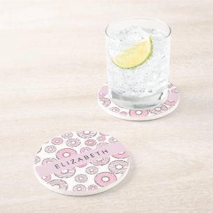 Pattern Of Doughnuts, Pink Doughnuts, Icing, Your Coaster