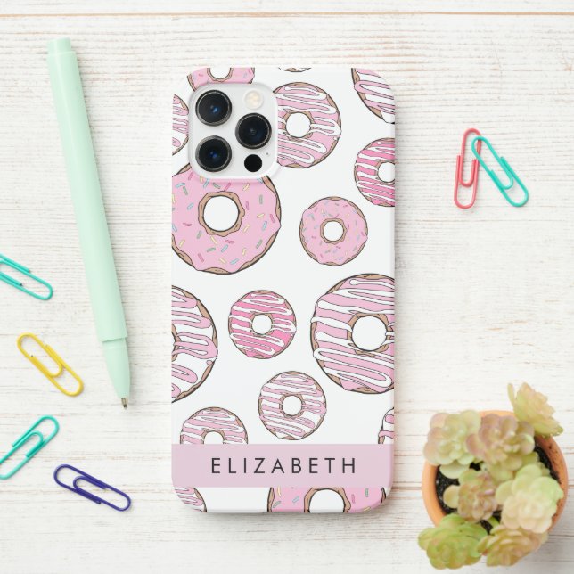 Pattern Of Doughnuts, Pink Doughnuts, Icing, Your  iPhone Case (On Desk)