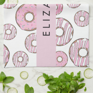 Pattern Of Doughnuts, Pink Doughnuts, Icing, Your Tea Towel