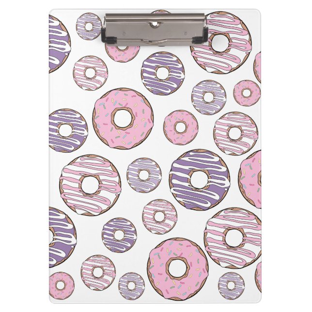 Pattern Of Doughnuts, Pink Doughnuts, Purple Dough Clipboard (Front)