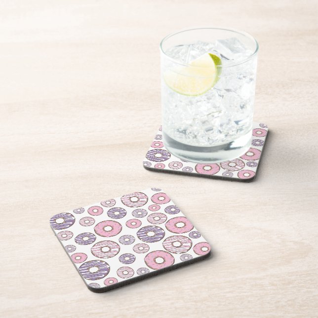 Pattern Of Doughnuts, Pink Doughnuts, Purple Dough Coaster (Right Side)