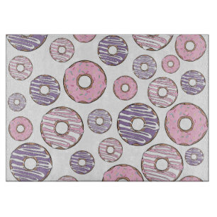 Pattern Of Doughnuts, Pink Doughnuts, Purple Dough Cutting Board