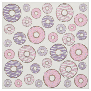 Pattern Of Doughnuts, Pink Doughnuts, Purple Dough Fabric