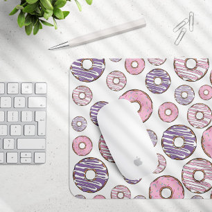 Pattern Of Doughnuts, Pink Doughnuts, Purple Dough Mouse Pad