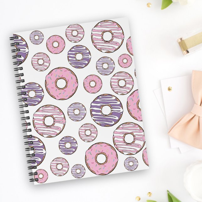 Pattern Of Doughnuts, Pink Doughnuts, Purple Dough Notebook (Creator Uploaded)