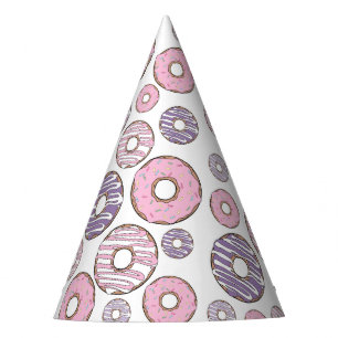 Pattern Of Doughnuts, Pink Doughnuts, Purple Dough Party Hat