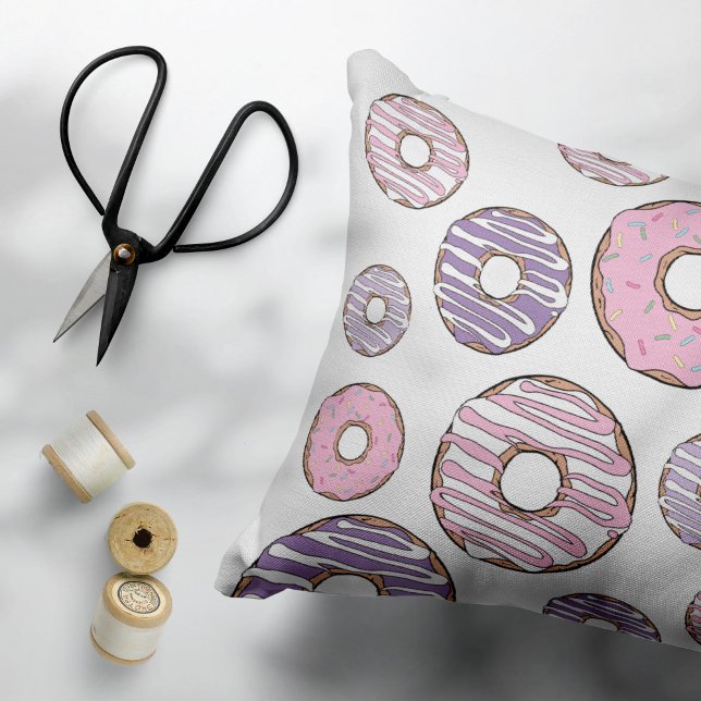 Pattern Of Doughnuts, Pink Doughnuts, Purple Dough Pillowcase (Creator Uploaded)