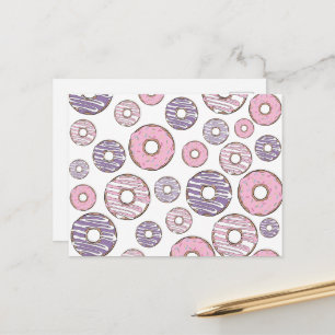 Pattern Of Doughnuts, Pink Doughnuts, Purple Dough Postcard