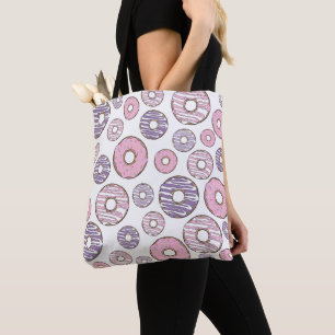 Pattern Of Doughnuts, Pink Doughnuts, Purple Dough Tote Bag