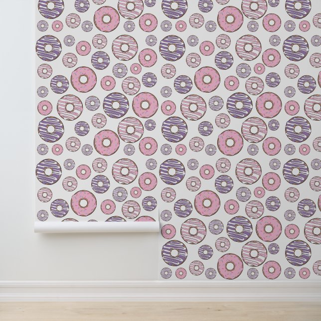 Pattern Of Doughnuts, Pink Doughnuts, Purple Dough Wallpaper (Application)