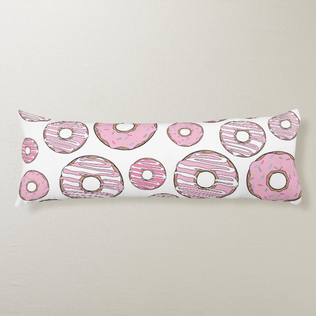 Pattern Of Doughnuts, Pink Doughnuts, Sprinkles Body Cushion (Front)