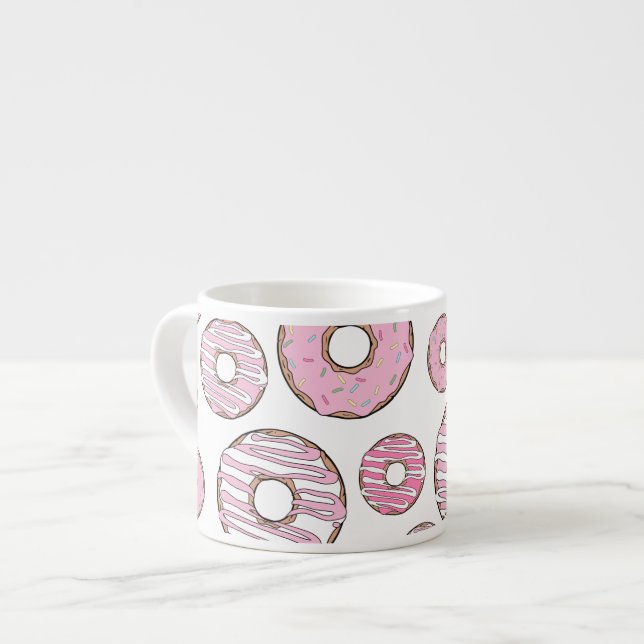 Pattern Of Doughnuts, Pink Doughnuts, Sprinkles Espresso Cup (Front Left)