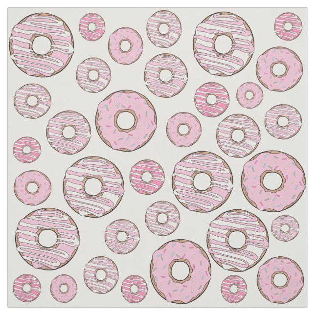 Pattern Of Doughnuts, Pink Doughnuts, Sprinkles Fabric (Swatch)
