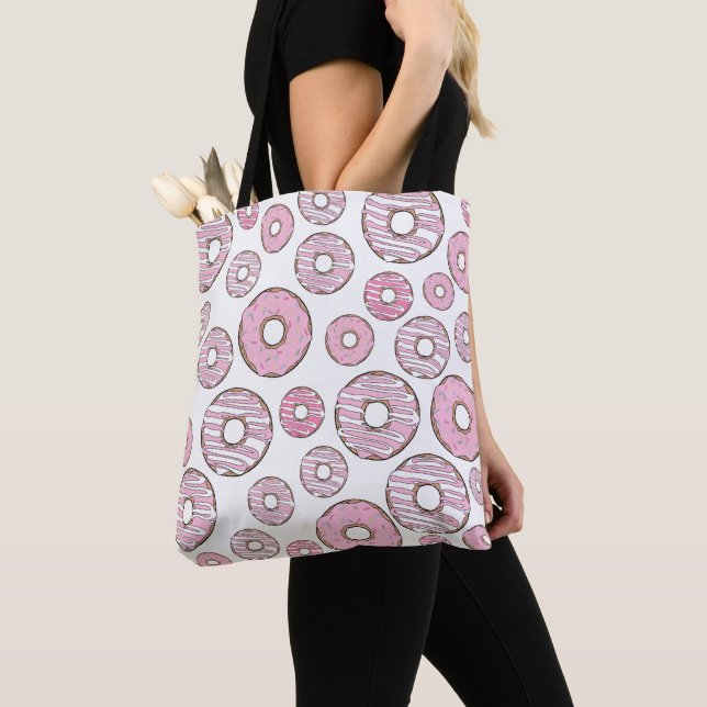 Pattern Of Doughnuts, Pink Doughnuts, Sprinkles Tote Bag (Close Up)