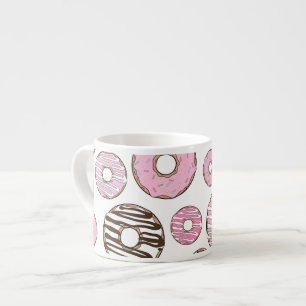 Pattern Of Doughnuts, Pink Doughnuts, White Doughn Espresso Cup