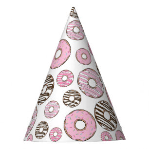 Pattern Of Doughnuts, Pink Doughnuts, White Doughn Party Hat