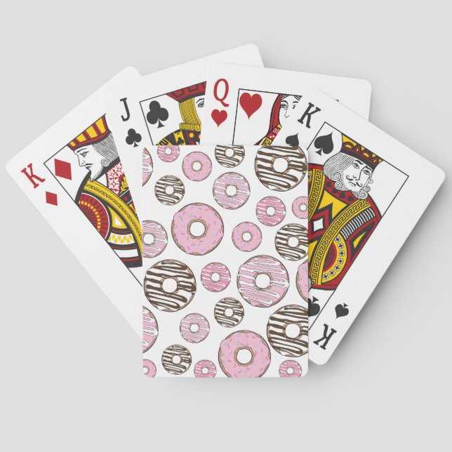 Pattern Of Doughnuts, Pink Doughnuts, White Doughn Playing Cards (Back)