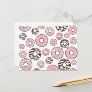Pattern Of Doughnuts, Pink Doughnuts, White Doughn Postcard
