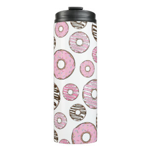 Pattern Of Doughnuts, Pink Doughnuts, White Doughn Thermal Tumbler